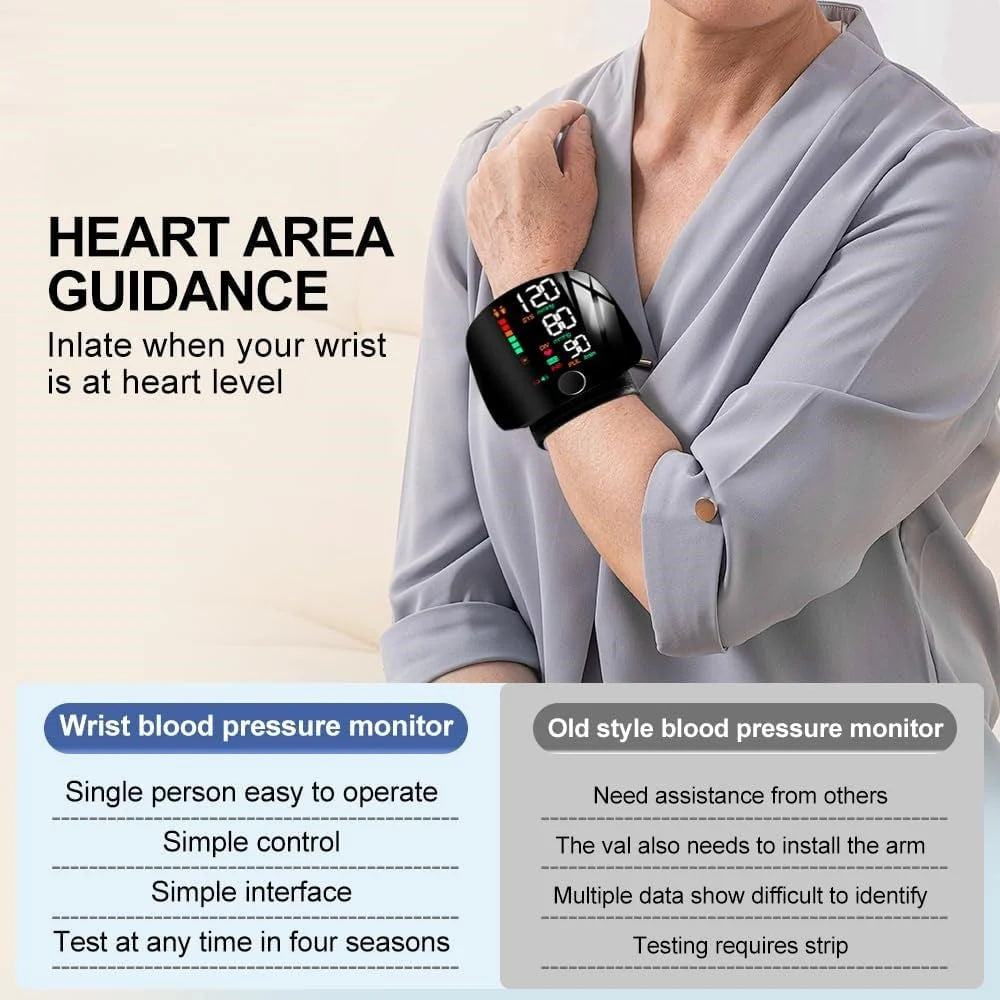 Automatic Wrist Blood Pressure Monitor⢠ā Clinically Accurate | Large Backlit Display | Adjustable Cuff | Voice Broadcast | Protective Case Included