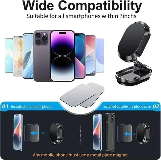 🔥Last Day Promotion 60% OFF - Alloy Folding Magnetic Car Phone Holder